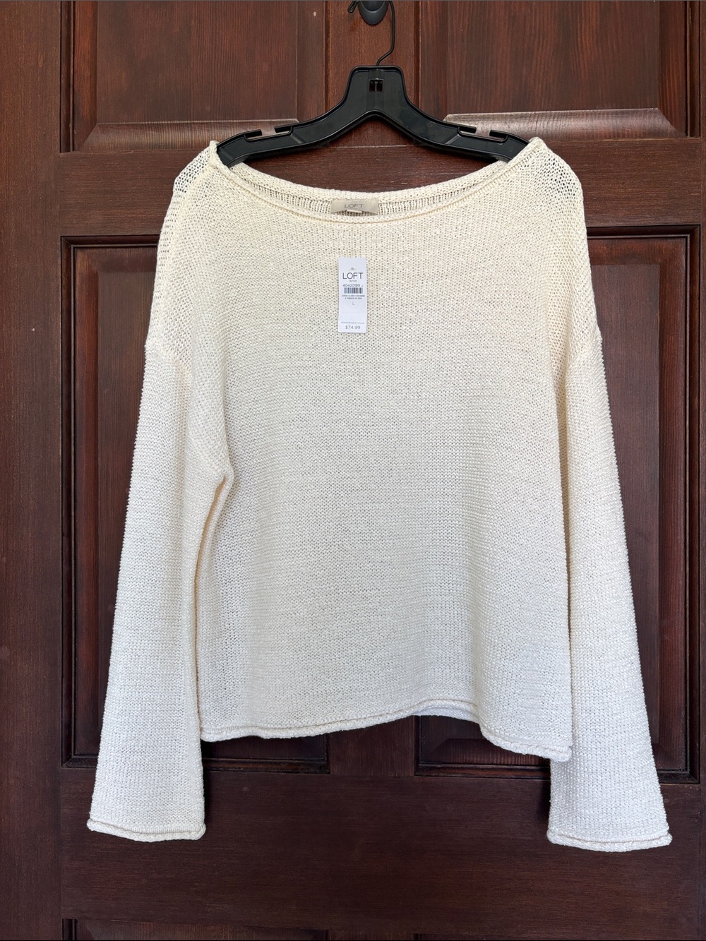 NWT Loft sweater, size L, white/cream